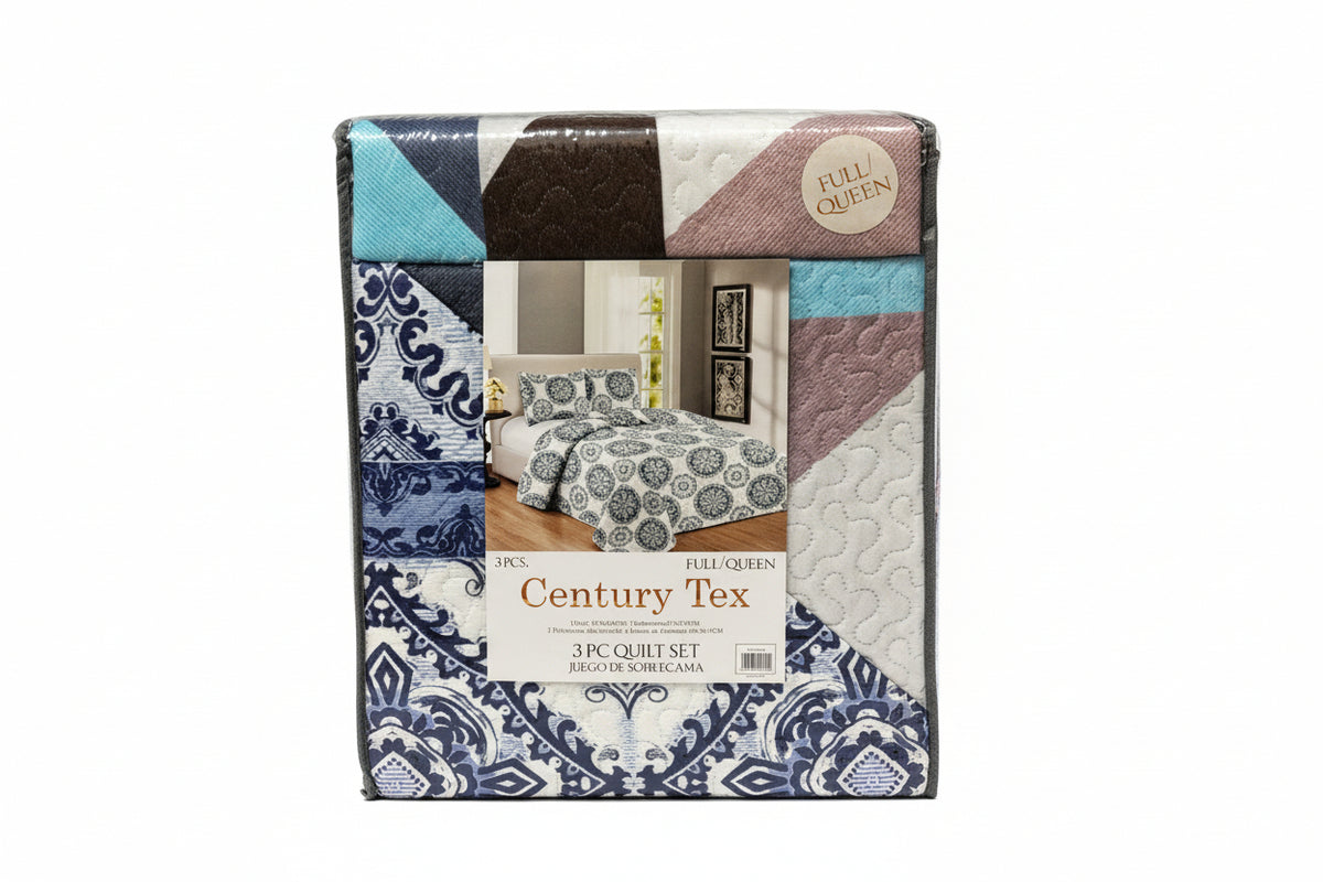 SET DE EDREDÓN CENTURY TEX 3 PIEZAS FULL/QUEEN CT-92058-FQ