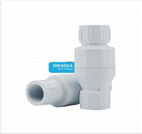 VALVULA CHECK PVC CON RESORTE Y ROSCA DE 1