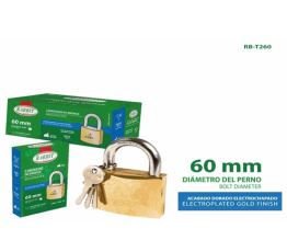 CANDADO DE BRONCE DORADO 60MM RABBIT RB-T260