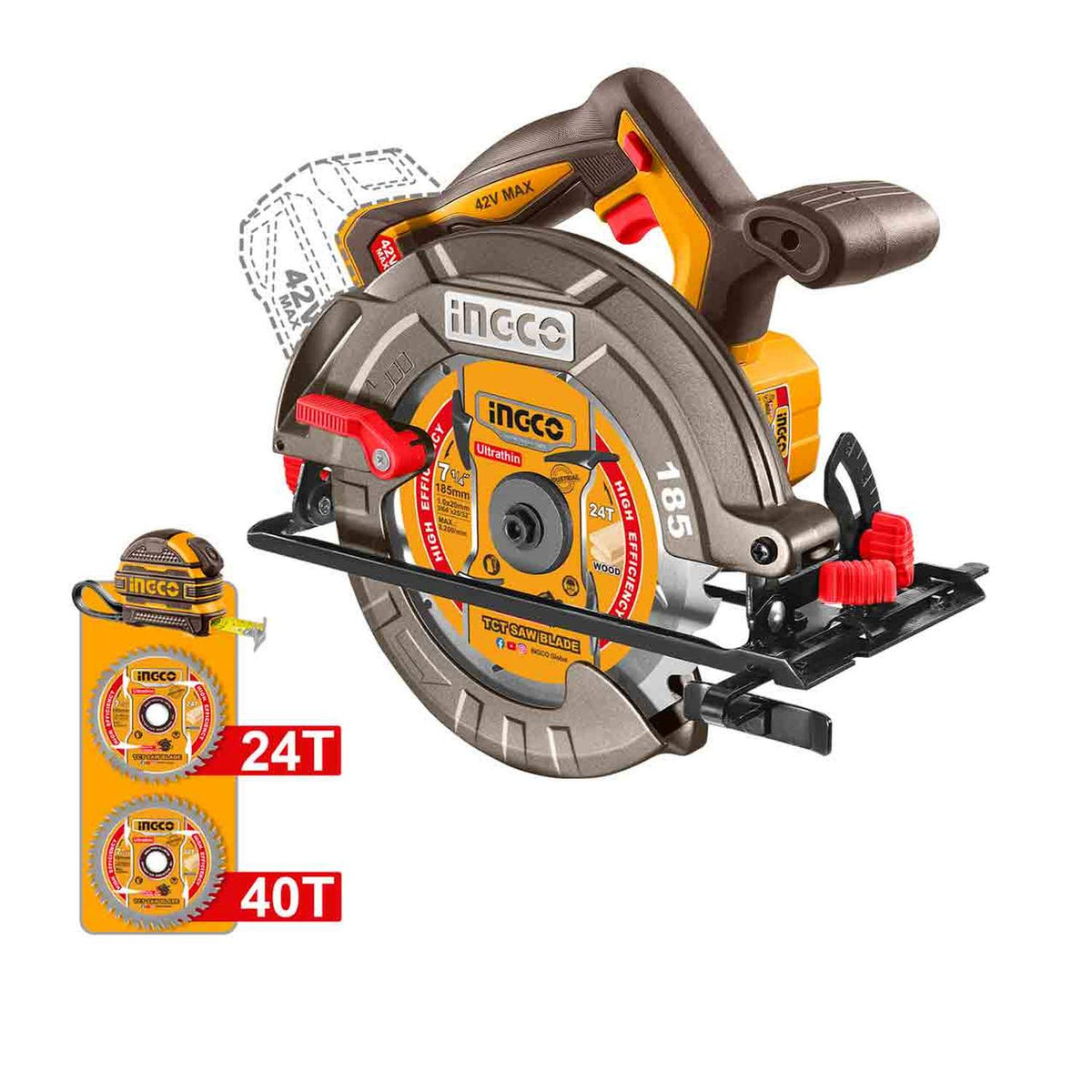 SIERRA CIRCULAR INALAMBRICA 185MM 7-1/4 42V INGCO UCSLI4218511