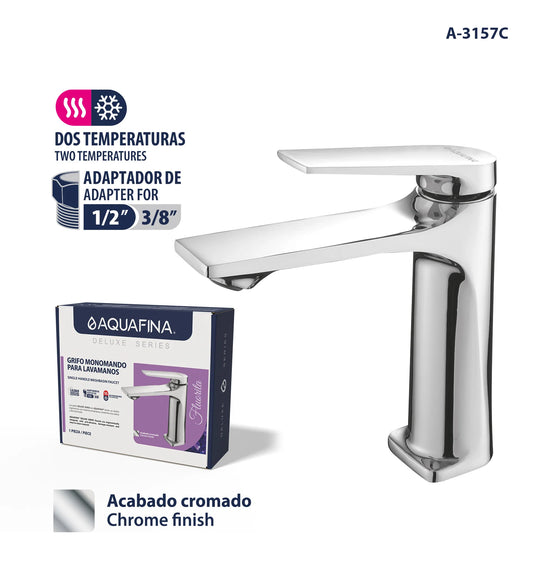 GRIFO PARA LAVAMANOS MONOMANDO CROMADO AQUA FINA A-3157C