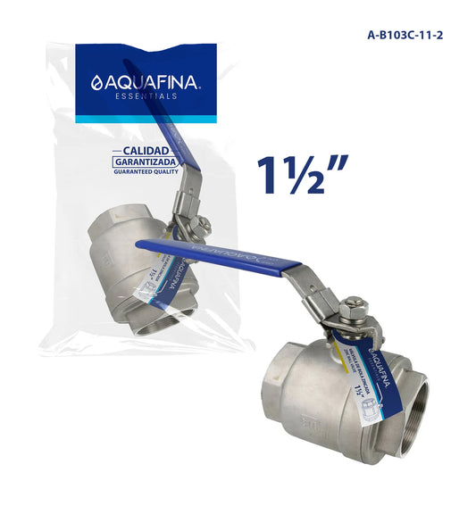 VALVULA DE BOLA NIQUELADO DE 1 1/2 PLG PALANCA AZUL  AQUA FINA A-B103C-11-2