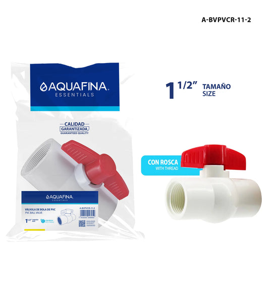 VALVULA DE BOLA PVC DOBLE ROSCA 1 1/2 PLG AQUA FINA A-BVPVCR-11-2