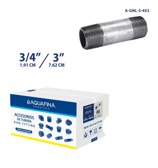 NIPLE GALVANIZADO DE 3/4X3 PLG