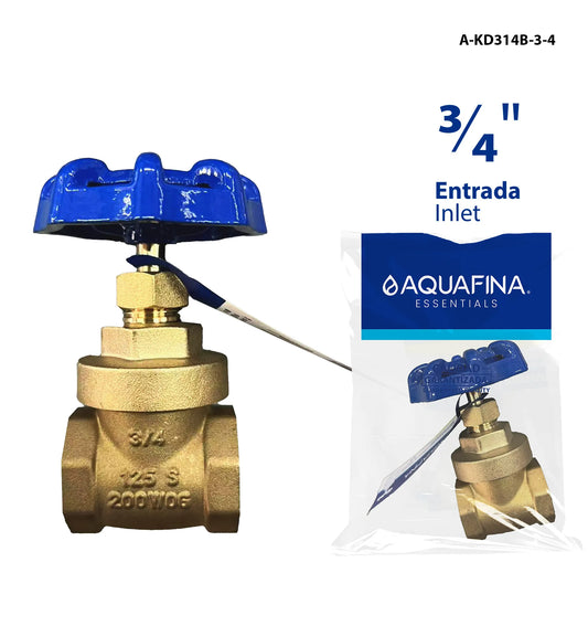VALVULA DE COMPUERTA BRONCE 3/4PLG MANGO AZUL A-KD314B-3-4 AQUA FINA
