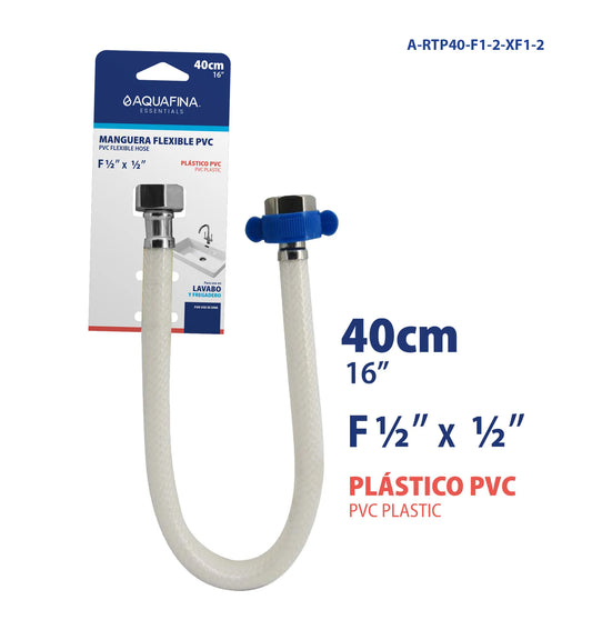 TUBO DE ABASTO FLEXIBLER BLANCO 1/2X1/2PLG UNIVERSAL AQUA FINA A-RTP40-F1-2XF1-2