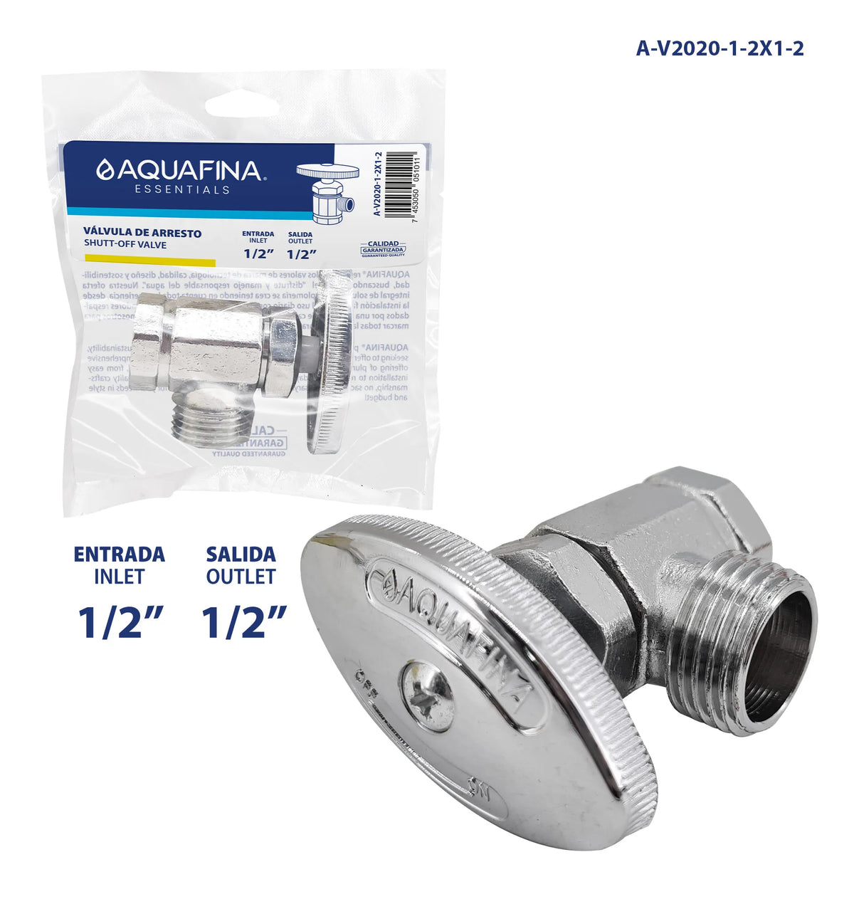 VALVULA DE CONTROL A ALA PARED 1/2X1/2PLG AQUA FINA A-V2020-1-2X1-2