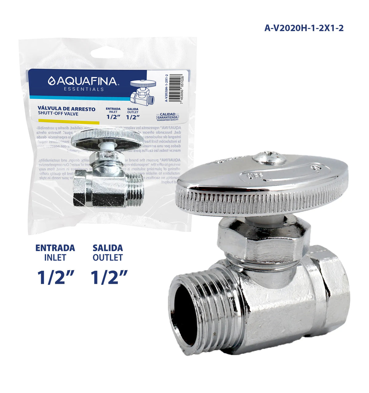 VALVULA DE CONTROL AL PISO 1/2X1/2PLG AQUAFINA A-V2020H-1-2X1-2