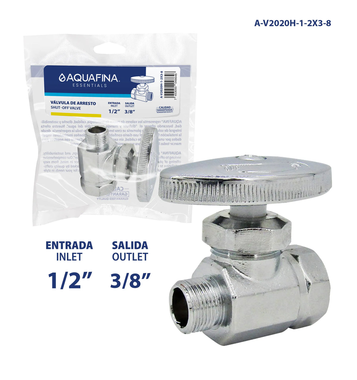 VALVULA DE CONTROL AL PISO 1/2X3/8PLG AQUAFINA A-V2020H-1-2X3-8