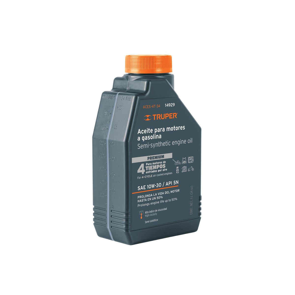 ACEITE PARA MOTOR A GASOLINA 4 TIEMPOS 1L TRUPER 14929