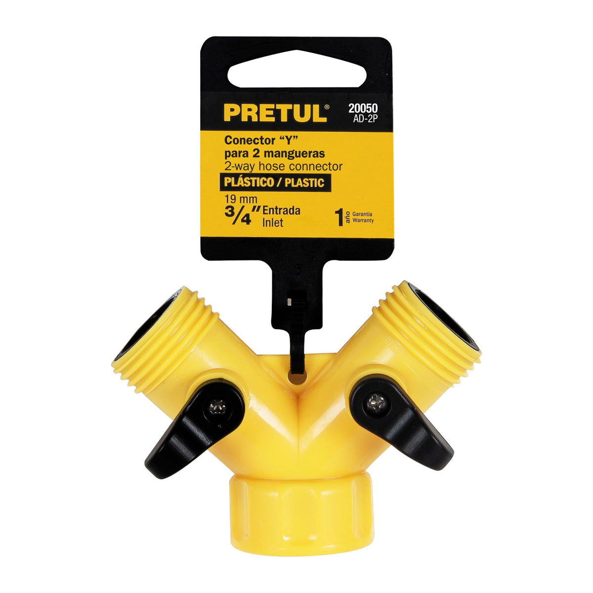 CONECTOR ´´Y´´ PLASTICO PARA DOS MANGUERAS 3/4 PLG PRETUL 20050