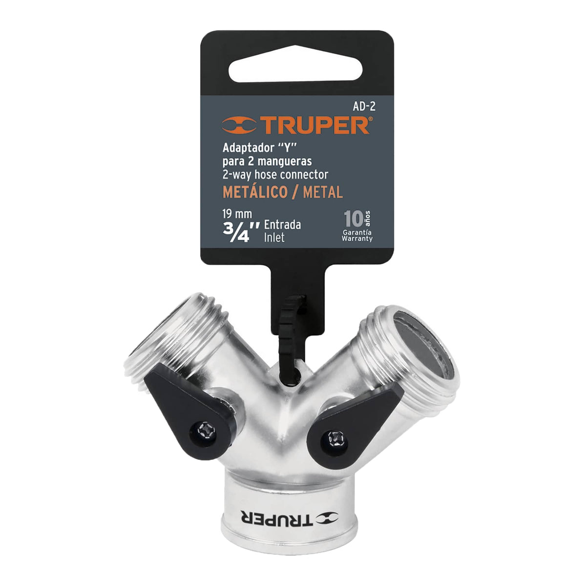 CONECTOR ´´Y´´ METALICO PARA 2 MANGUERAS DE 3/4 PLS TRUPER 10372