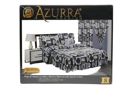 SET DE SABANAS FULL + CORTINAS ESTAMPADAS 8PCS AZURRA CRY-38391