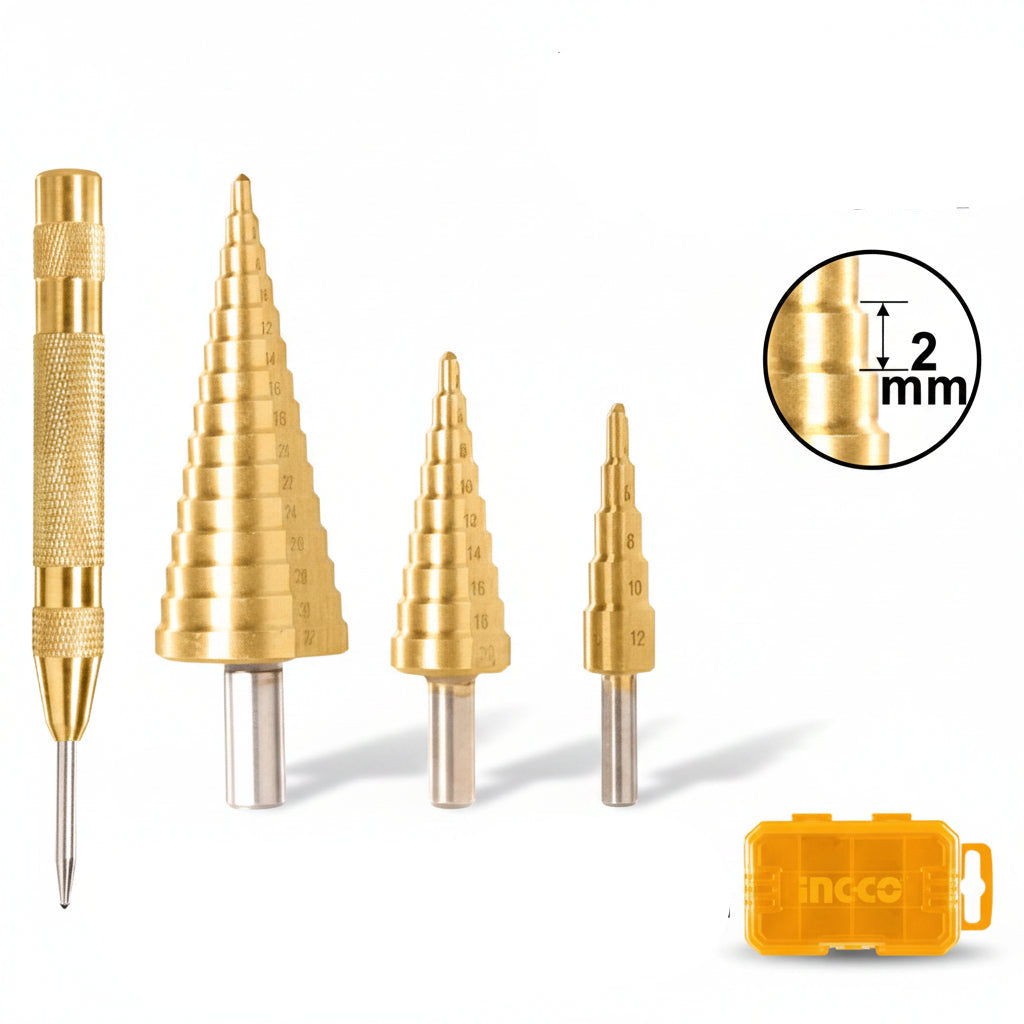 SET DE BROCA ESCALONADA +PUNZON HSS INGCO AKSDS2041