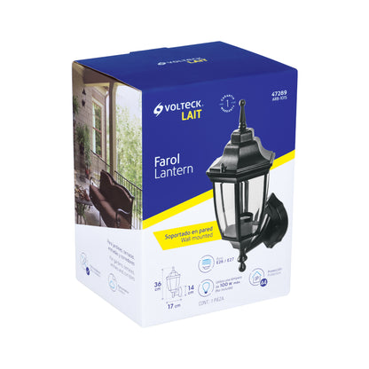 LAMPARA FAROL SOPORTADA PARA PARED E27 VOLTECK 47289