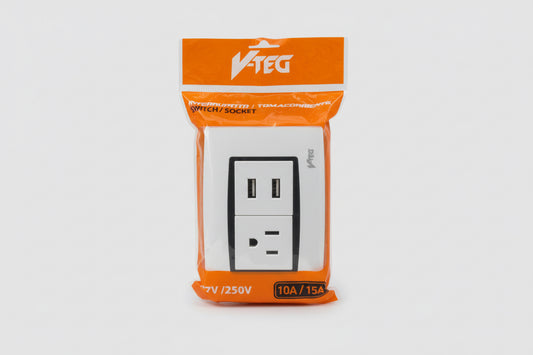 INTERRUPTOR TOMA CON USB 127V/250V V-TEG VT-222064