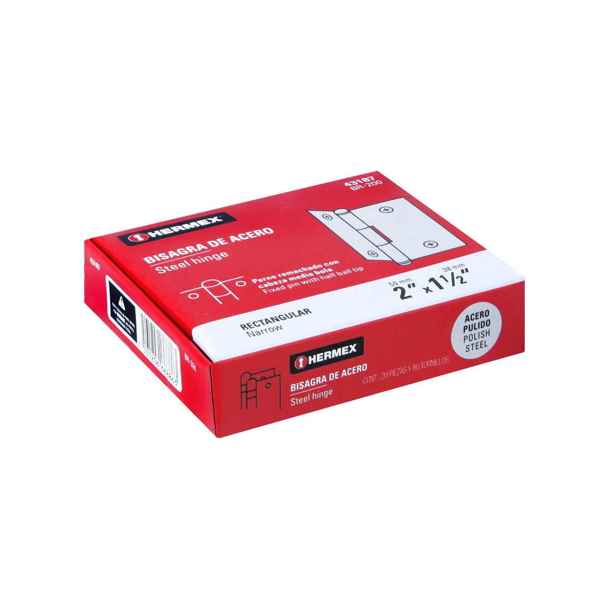 PAR DE BISAGRA DE ACERO DE 2X11/2 PLG HERMEX 43187