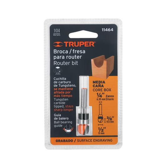 BROCA PARA ROUTER MEDIA CAÑA DE 1/2 PLG 11464 TRUPER UNIDAD