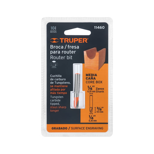 BROCA PARA ROUTER MEDIA CAÑA DE 1/4 PLG 11460 TRUPER UNIDAD