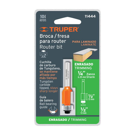 BROCA PARA ROUTER ENRASADO DE 1/2  PLG 11444 TRUPER UNIDAD