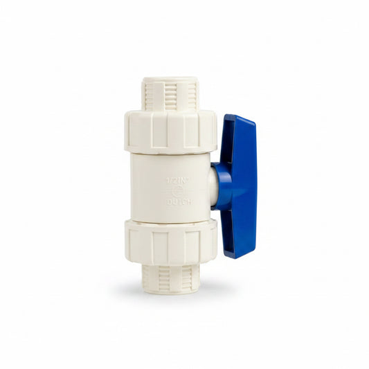 VALVULA DE BOLA PVC LISA CON UNION DOBLE UNIVERSAL DE 1/2PLG FA7001-1/2