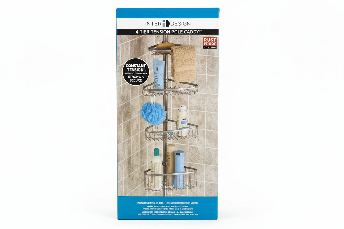 ORGANIZADOR DE BAÑO ESQUINERO DE METAL CROMADO  27.31CM X 152CM -274CM UNIDAD