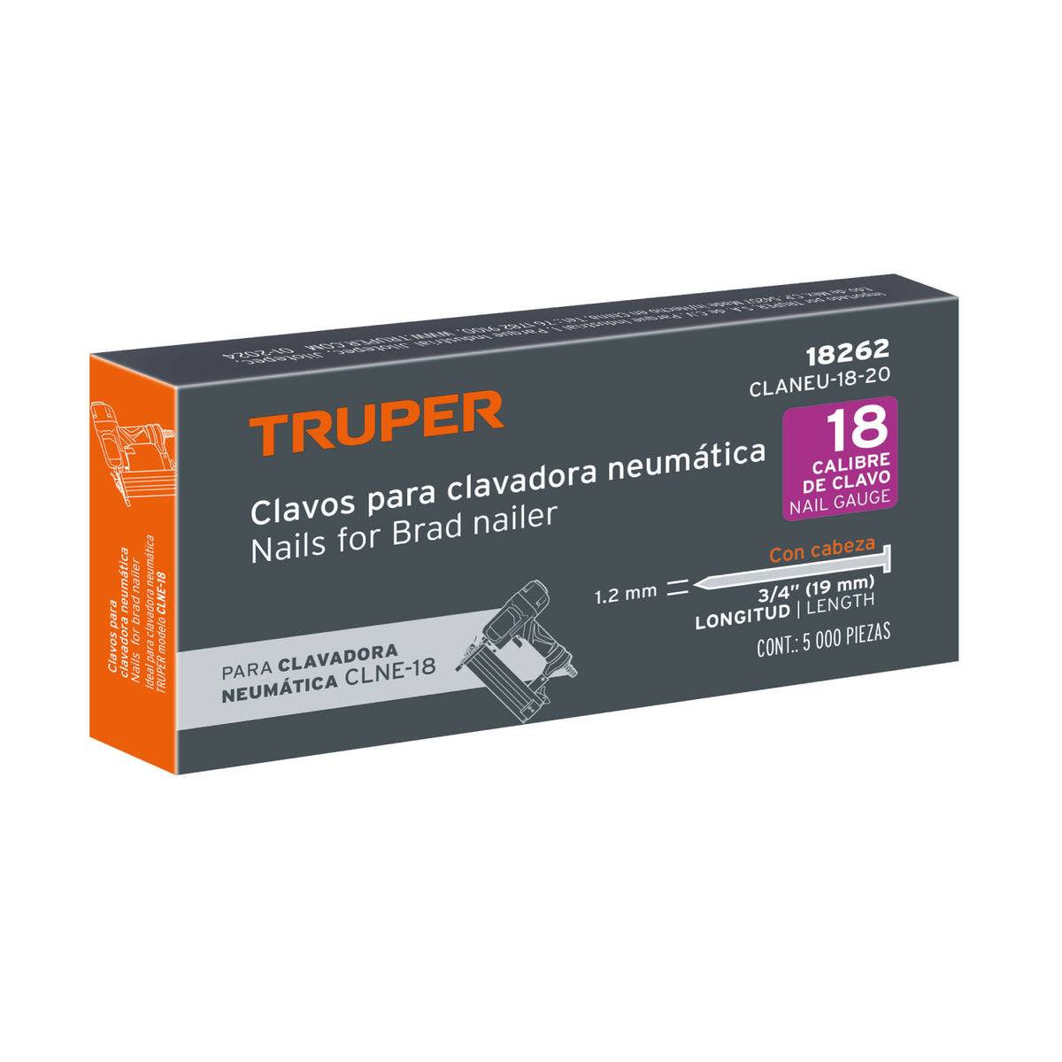 CLAVOS PARA CLAVADORA NEUMATICA 3/4 PLG  TRUPER 18262