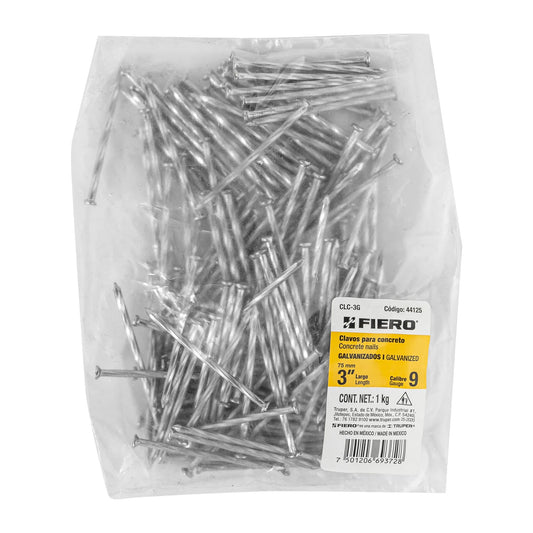 CLAVO GALVANIZADO 3 PLG 1KG FIERO 44125 BOLSA