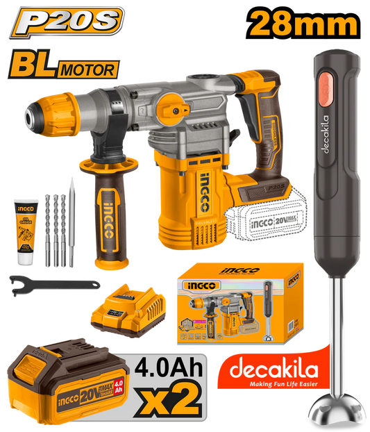 ROTOMARTILLO SDS PLUS 20V 4.5J + BATID MANO INGCO UCOSLI231001