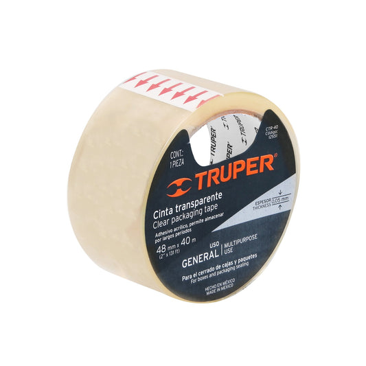 CINTA TRANSPARENTE DE 2PLS X 40M TRUPER 12551