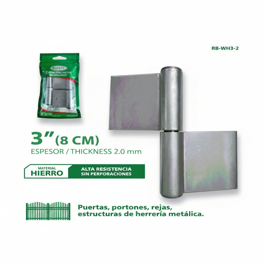 BISAGRA TUBULAR CON ALETA 3PLG 2MM RABBIT RB-WH3-2