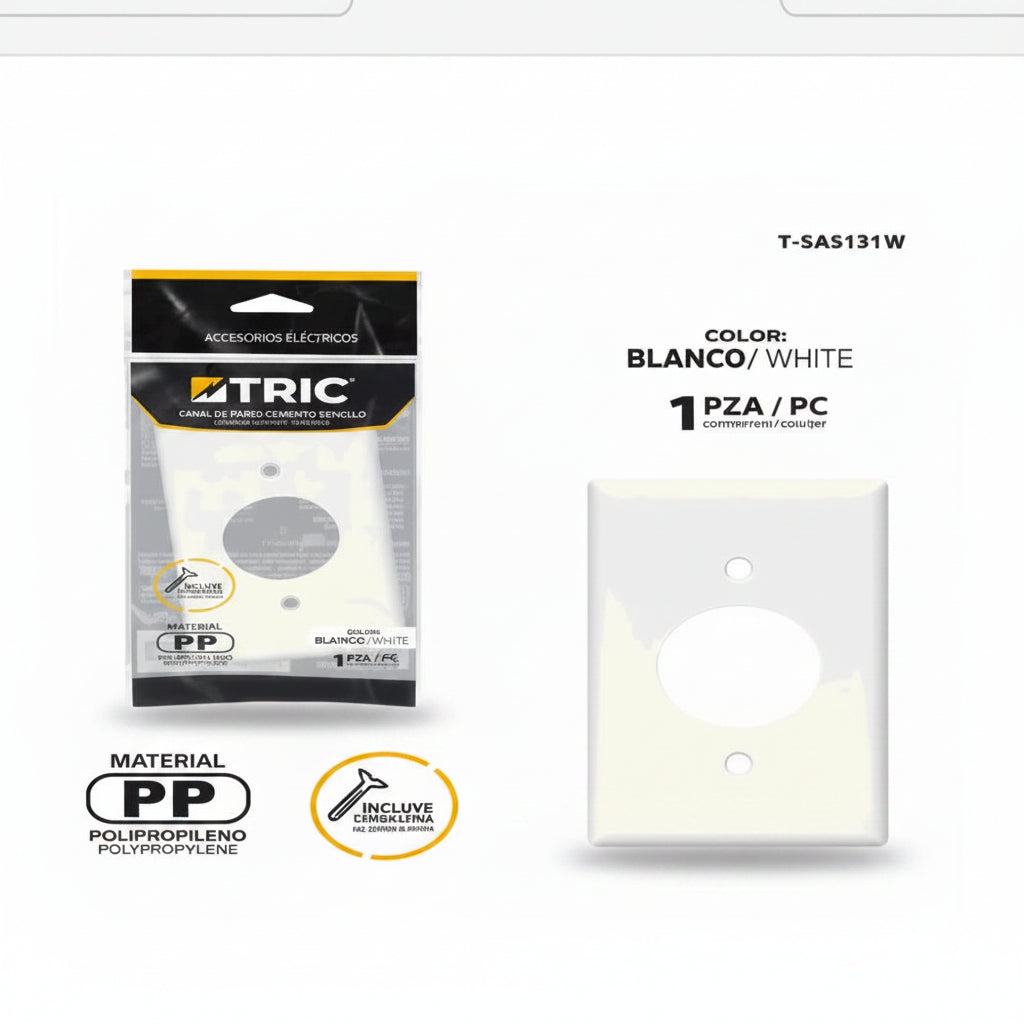 PLACA SENCILLA PARA TOMA HEMBRA TRIC T-SA5131W