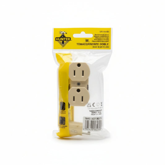 TOMA CORRIENTE DOBLE POLARIZADO U03 15A 125V, HUNTER, EL-1273
