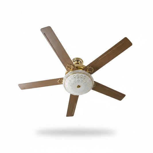 VENTILADOR DE TECHO 5 ASPAS CON LUZ DORADO 57X41X33 CM FS227 UNIDAD