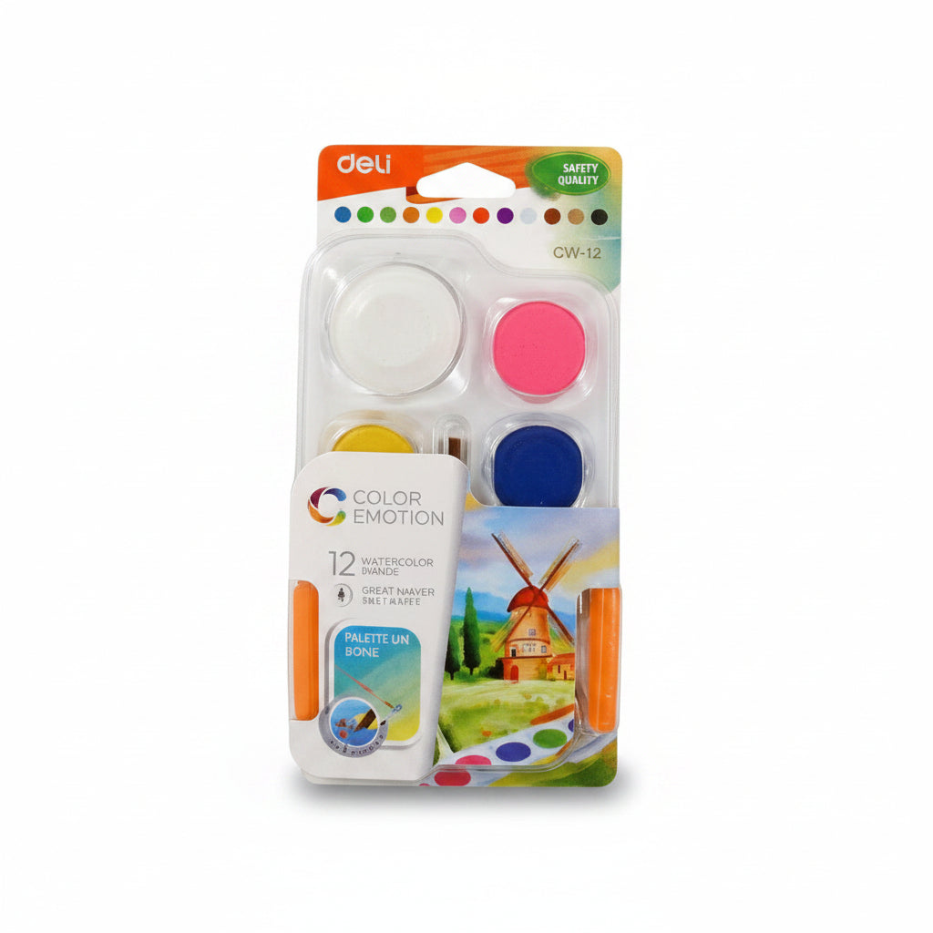 PINTURA ACUARELA 12 COLORES DELI C10-12