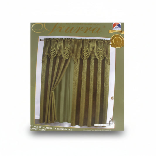 CORTINAS DE JACQUARD Y FORRO DE TAFETAN DOS PANELES AZURRA KIS-42451
