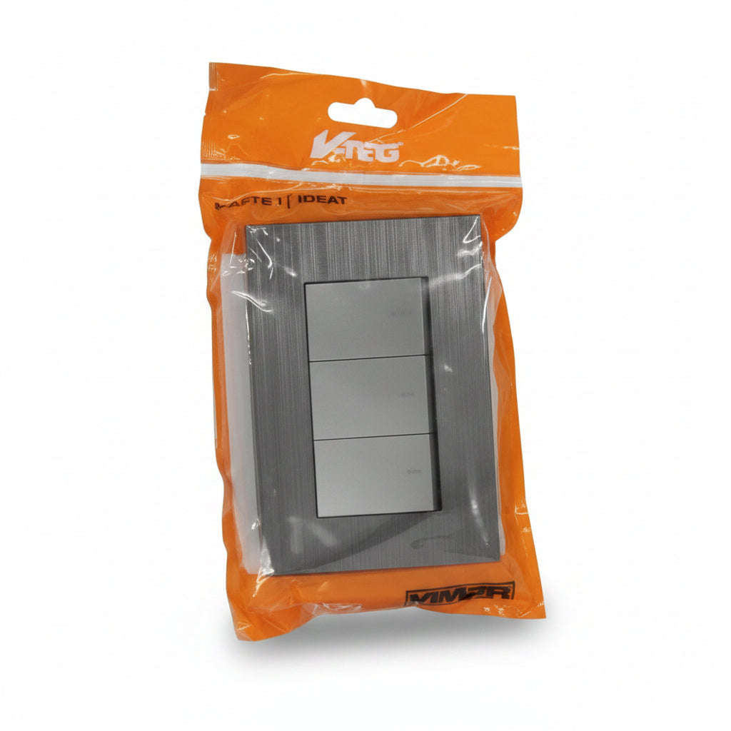 INTERRUPTOR TRIPLE GRIS 110V/250V V-TEG VT-222006