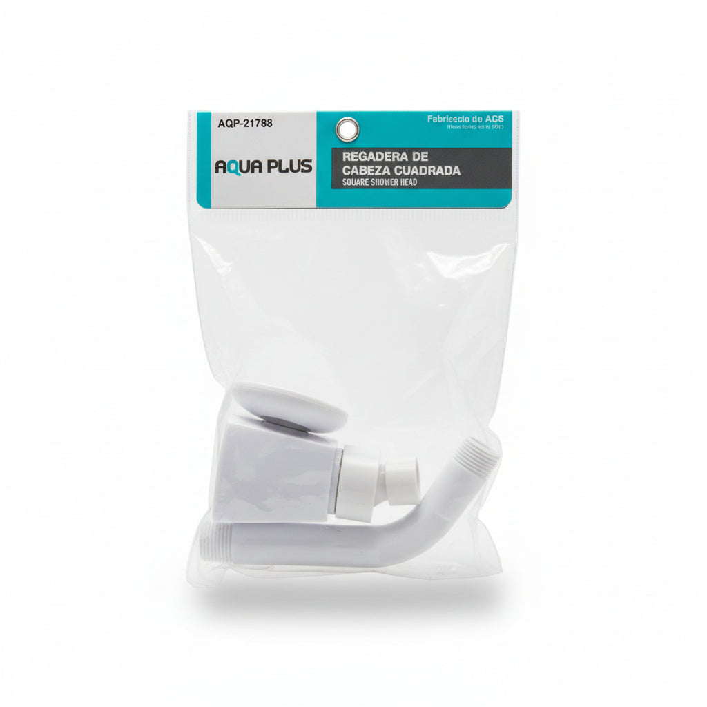 DUCHA PVC CABEZA CUADRADA BLANCA AQP-21798 AQUA PLUS
