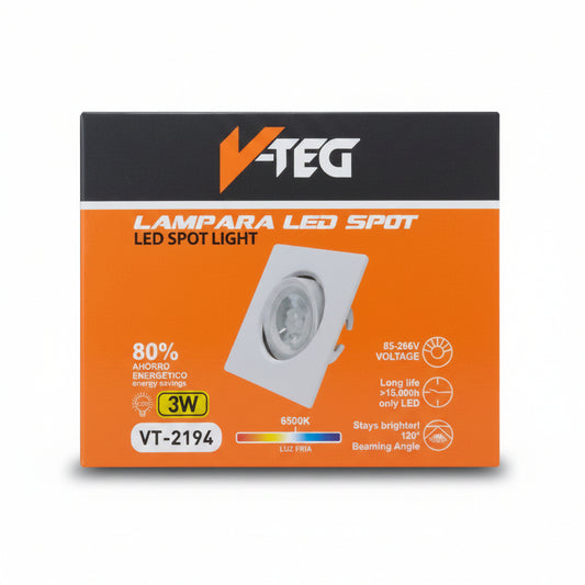 OJO DE BUEY LED 3W CUADRADO VT-2194 V-TEG