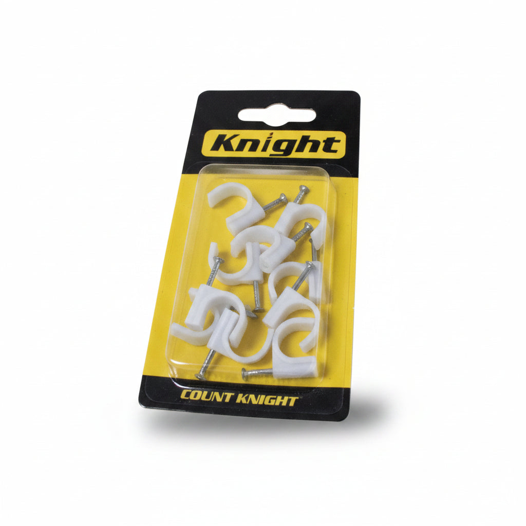 SET DE GRAPA PLASTICA P/CABLE REDONDO 12MM BLANCO KNIGHT