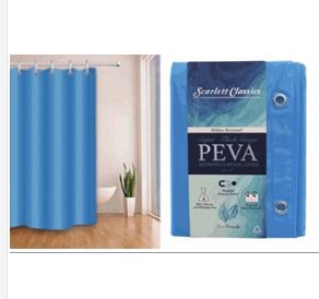 CORTINA PLASTICA PARA BAÑO CELESTE OSCURO SCR-8277 PEVA
