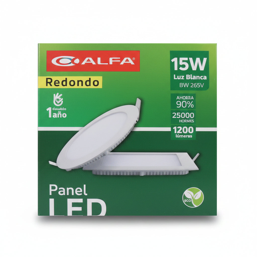 PANEL LED REDONDO 15W LUZ BLANCA ALFA CS-PR-15