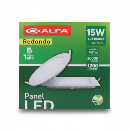 PANEL LED REDONDO 15W LUZ BLANCA ALFA CS-PR-15