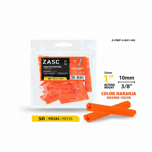 SET DE ANCLA TACO PLASTICA ANARANJADA ZASC 3/8X1 PLG Z-PWP-3-8X1-OG
