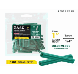 SET DE ANCLA TACO PLASTICA VERDE 1/4X1 PLG ZASC Z-PWP-1-4X1-GN