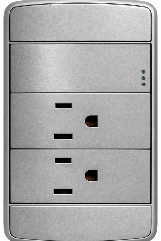 RECEPTACULO DOBLE MAS INTERRUPTOR PLATEADO  BPA ELECTRIC CT00013GR