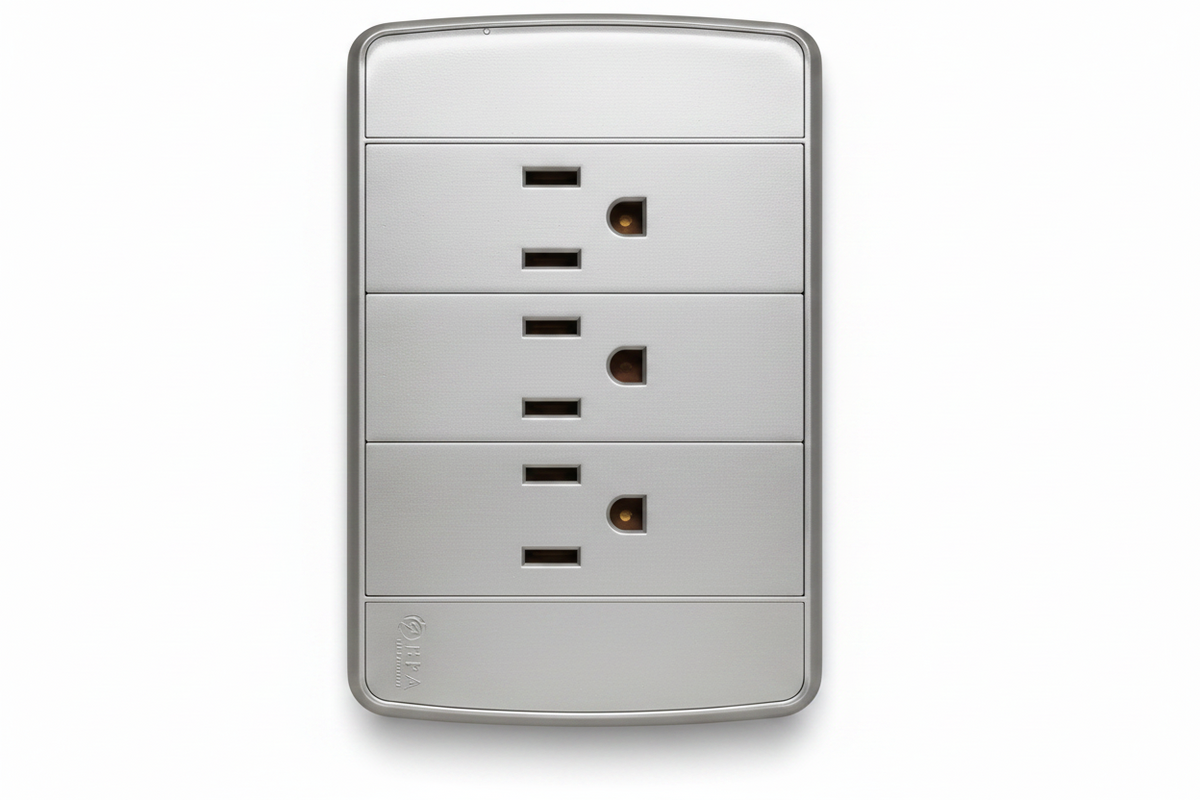 RECEPTACULO TRIPLE PLATEADO ABPA ELECTRIC CT00004GR