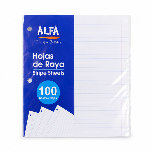 PAPEL RAYADO C/H 100H 8 1/2X11 ALFA AF2128-100