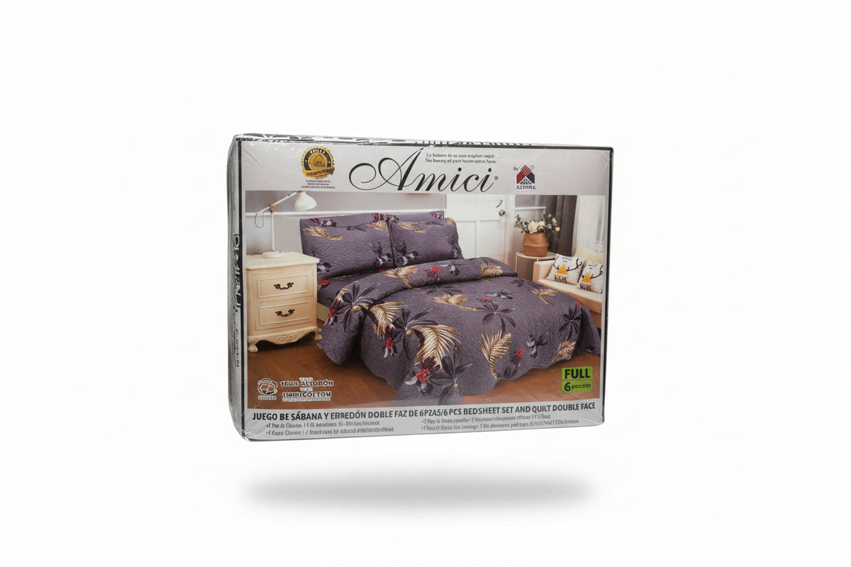 SET DE EDREDÓN + SÁBANA AMICI 6 PIEZAS FULL KIS-2182
