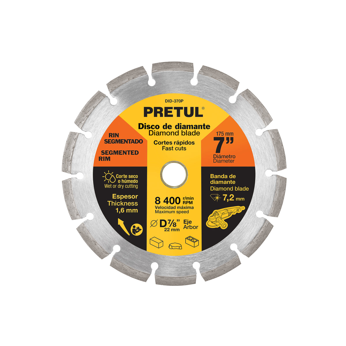 DISCO PRETUL DIAMANTE RIN SEGMENTADO DE 7 PLG 27033